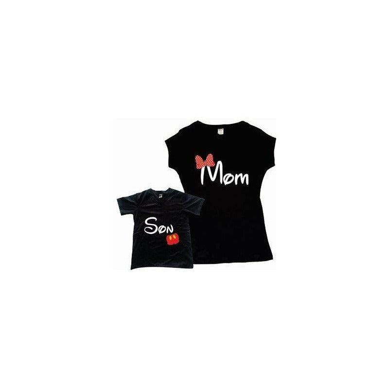 Pkt Mickey & Minnie Mouse Familia Mama Hijo Duo Negro