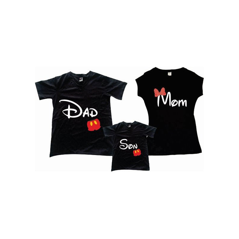 Pkt 3 Playeras Mickey & Minnie Mouse Familia Mama Hijos Xxl
