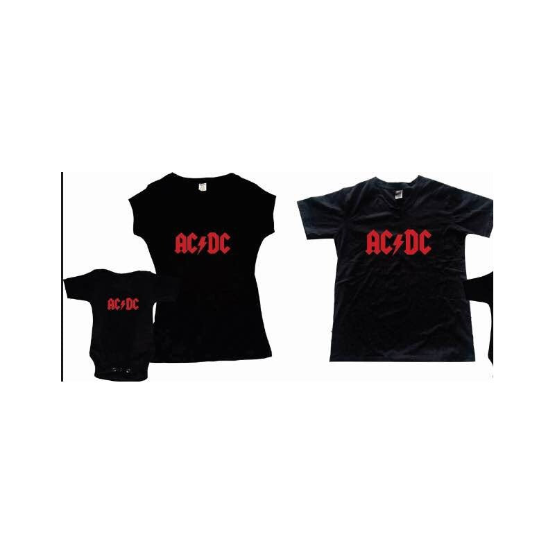 Pkt 3 Playeras Ac Dc Papá, Mamá E Hijo