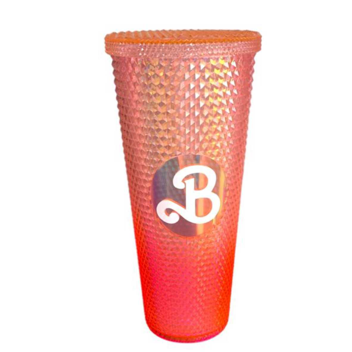 Vaso  Barbie Texturizado Tachuelas con popote termico capacidd 24 onzas
