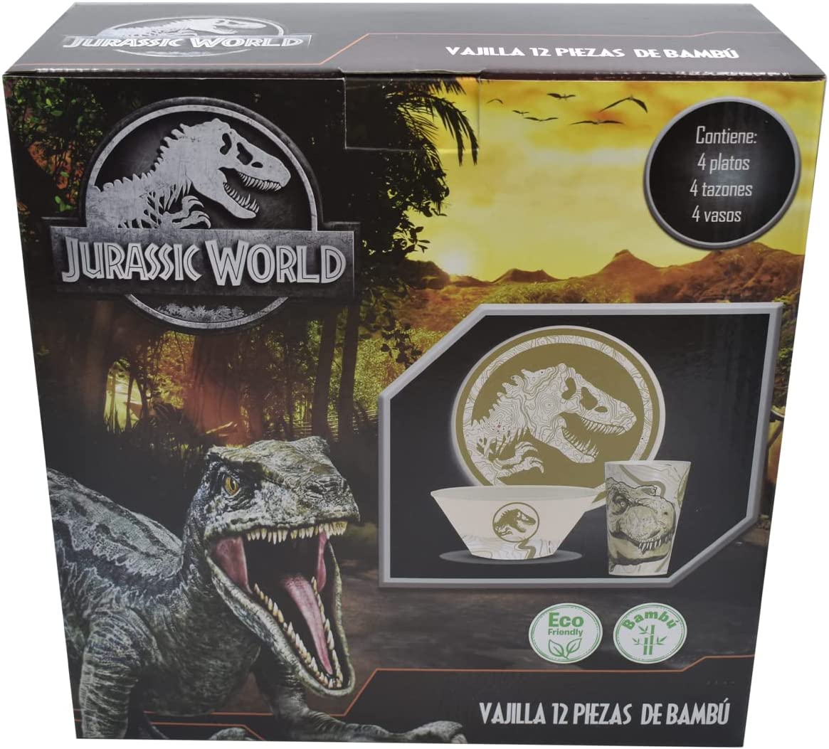 Jurassic Park Vajilla Bambu 12 piezas para 4 personas Jurrasic World