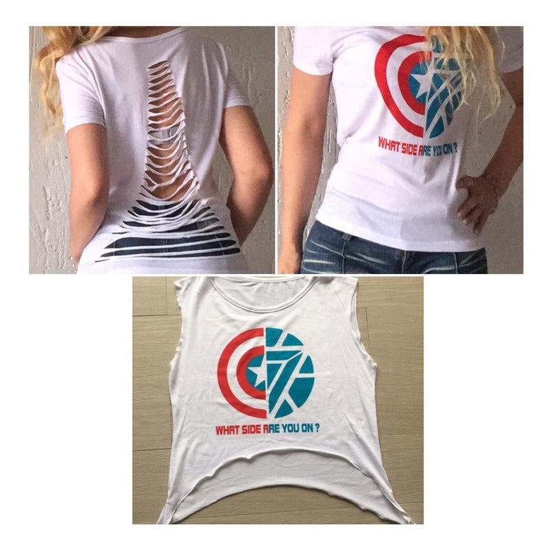 Playera Sexy Civil War Capitan America Ironman