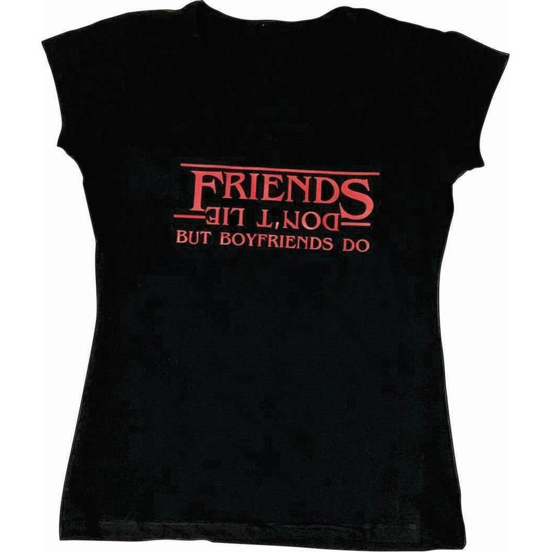 Playera Stranger Things Friends Dont Lie Boyfriends Do Rojo