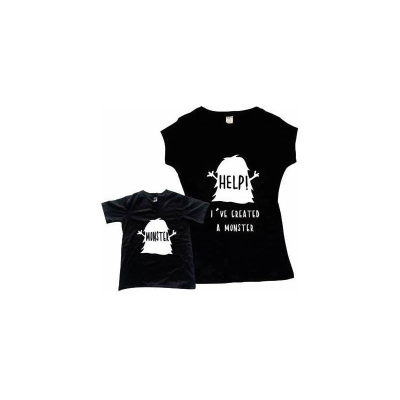 Set Mamá E Hijo Duo Playeras Monster Día De Las Madres Bco