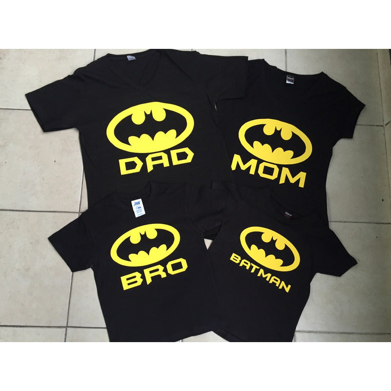 Pkt 5 Playeras Familia Batman Día Del Padre Personalizadas