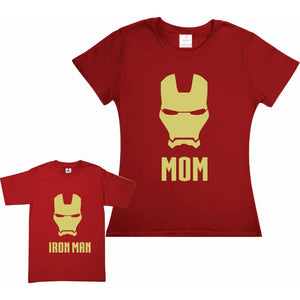 Pkt 2 Playeras Familia Iron Man Mama E Hijo Personalizada