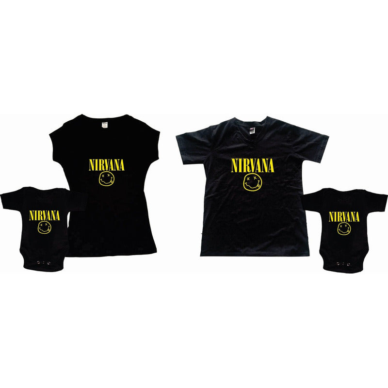 Pkt Playera & Pañalero Nirvana Duo Dia Del Padre Mama Hijo