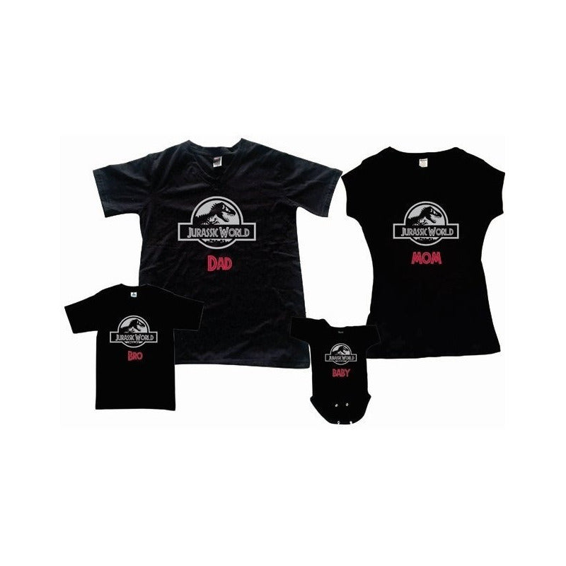 Pkt 3 Playeras Mundo Jurasico Familia Evento Fiesta Jurassic
