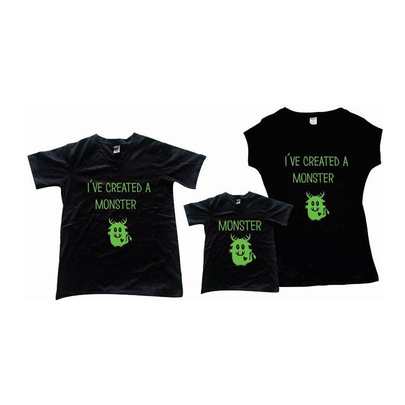 Pkt Familia 3 Playeras Monster Día Del Padre O Madre Vd