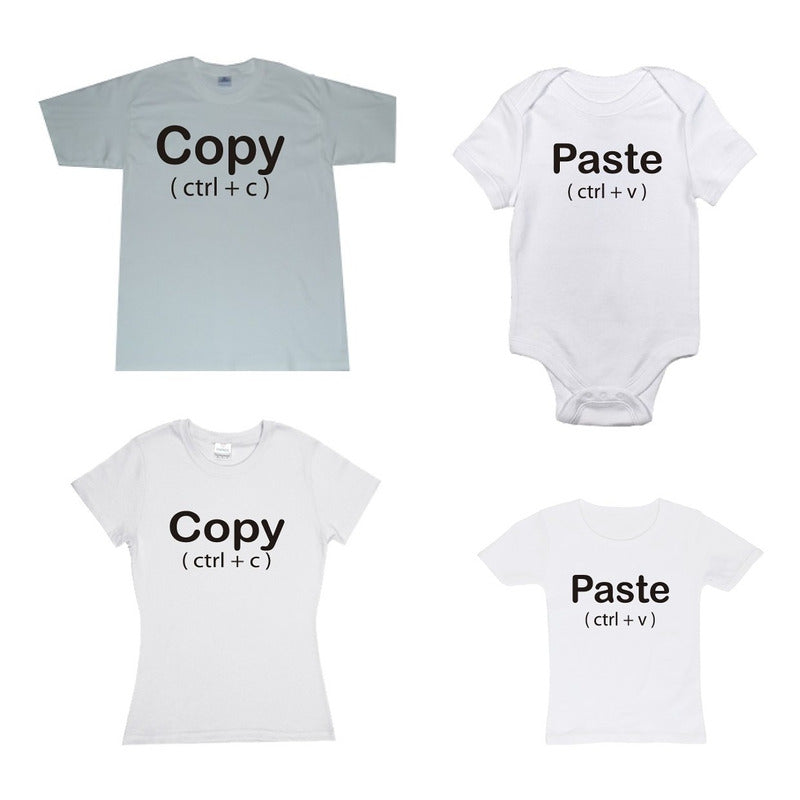 Pkt 4 Playeras Familia Dia Del Padre Copy Paste Unisex