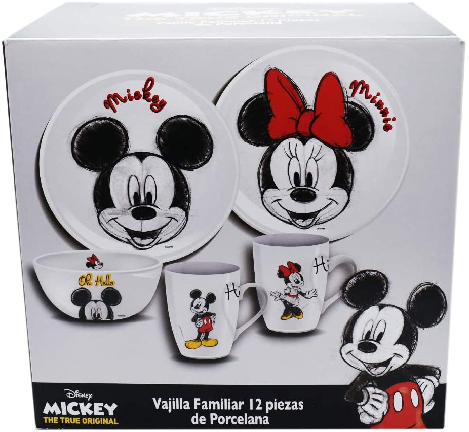 Vajilla Porcelana Disney Mickey & Minnie Mouse 12pz