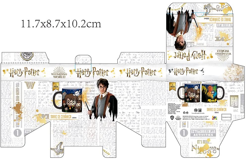 Taza Harry Potter Personajes con Caja 325 ml Tarro Dumbledore Hermione Ron Hagrid Hedwig