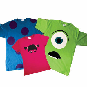 Pkt 3 Playeras Monster Inc Familia Evento Disfraz Mike Sully