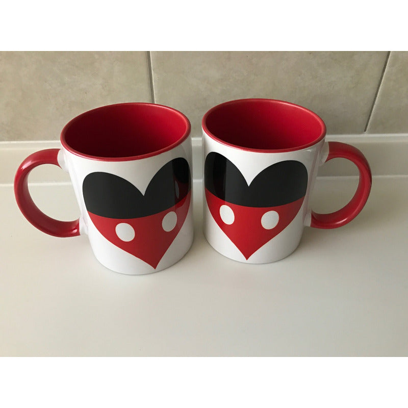 Pkt Mickey Mr & Mrs Tazas Corazon Novios Pareja San Valentin