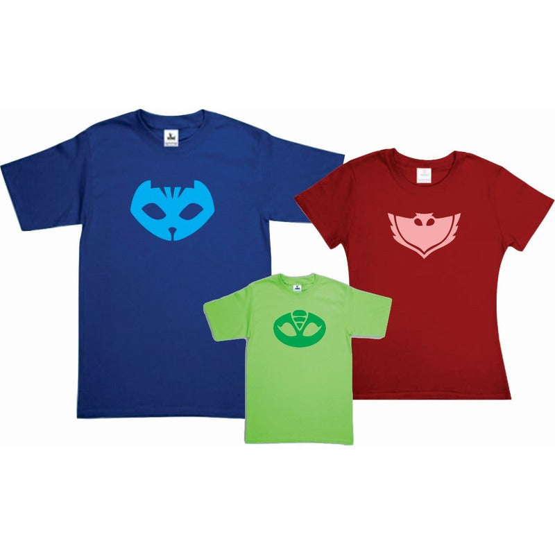 Pkt 3 Playeras Pj Masks Familia Evento Colores 1 Playera Xxl