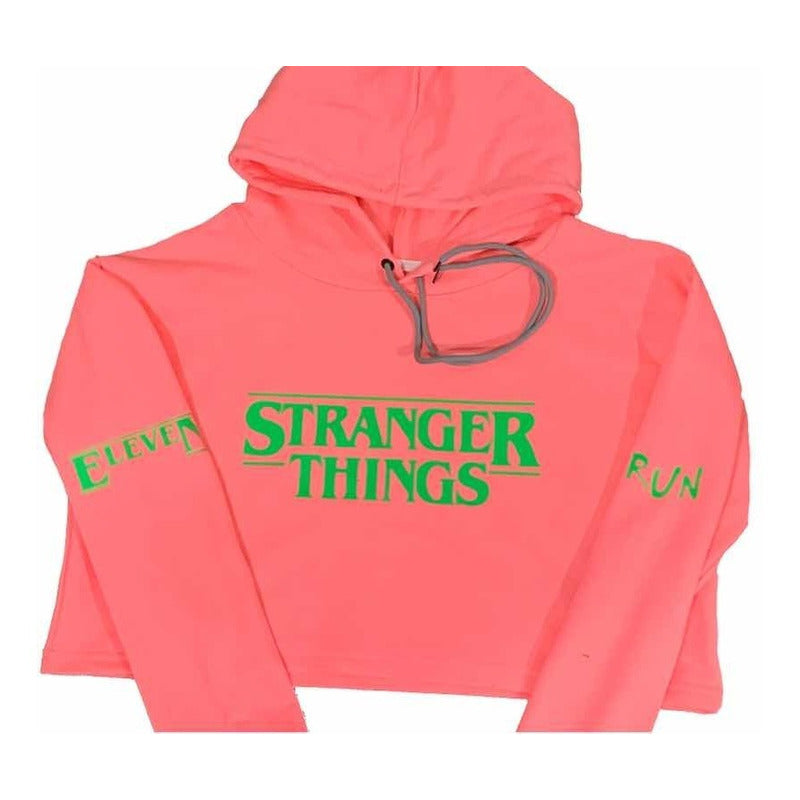 Stranger Things Hoodie Crop Top Neón