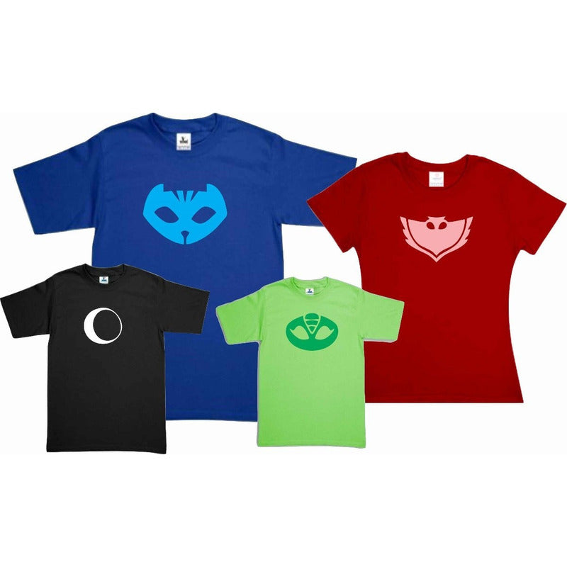 Pkt 4 Playeras Pj Masks Familia Evento Colores
