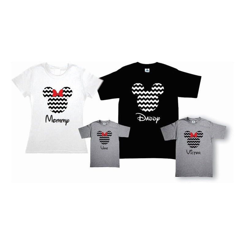 Pkt 4 Playeras Mickey & Minnie Mouse Familia Evento Viajes