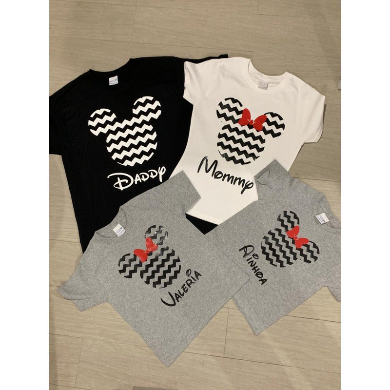 Pkt 5 Playeras Mickey & Minnie Mouse Familia Evento Viajes