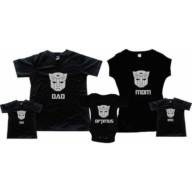 Pkt 3 Playeras Familia Transformers Evento Personalizadas