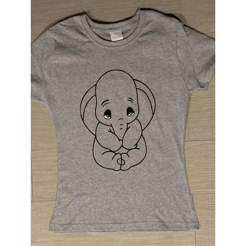 Dumbo Playera Mod 3 Baby Gris Corte Dama
