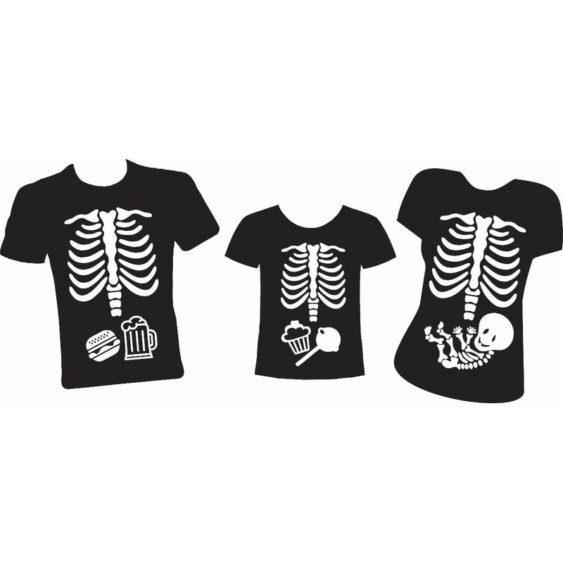 Pkt 3 Playeras Huesos Calavera Rayos X Familia Mama Hijos