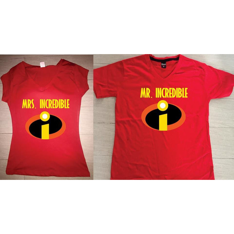 Pkt 2 Playeras Los Increíbles Pareja Evento Frente Y Vuelta