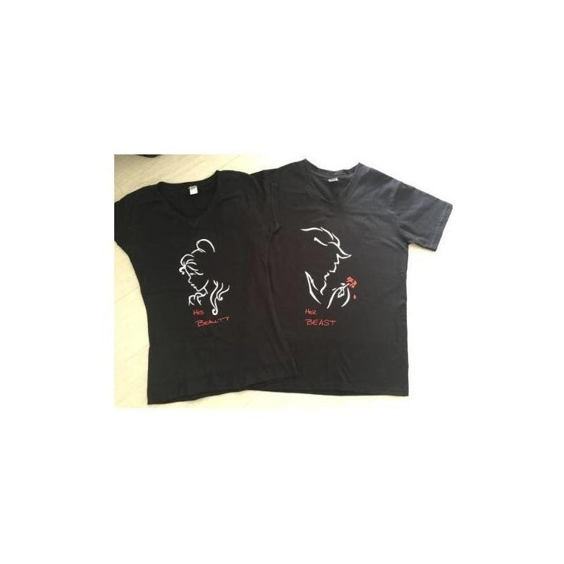 Pkt 2 Playeras Bella Y Bestia Pareja Novios San Valentin