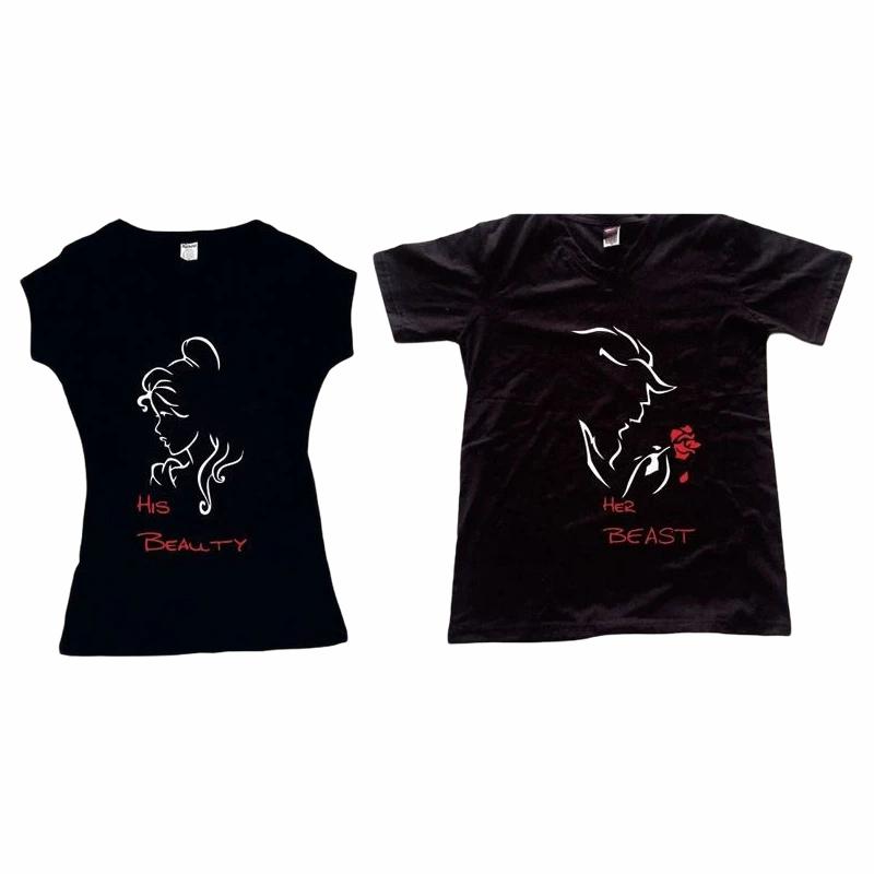 Pkt 2 Playeras Bella Y Bestia Pareja Novios San Valentin