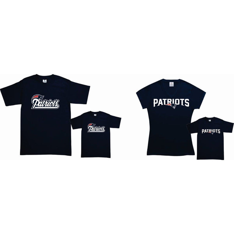 Pkt 4 Playeras Patriotas New England Log Familia Pats