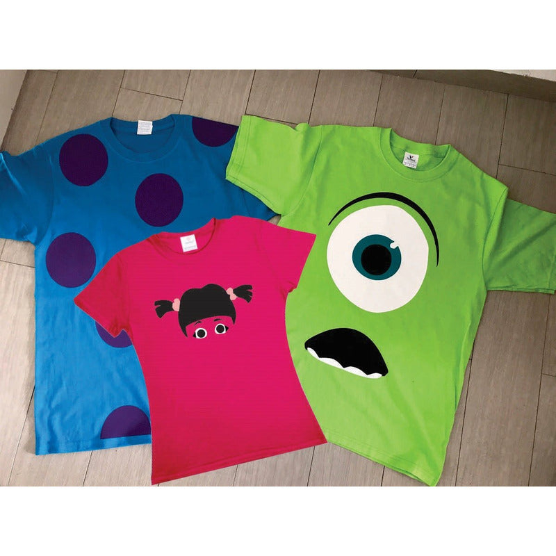 Pkt 3 Playeras Monster Inc Familia Evento Disfraz Mike Sully