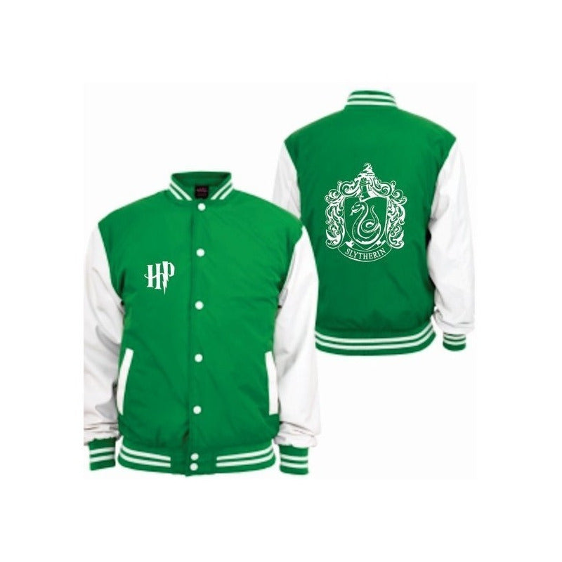 Chamarra Slytherin Harry Potter Tipo Universitaria Verde