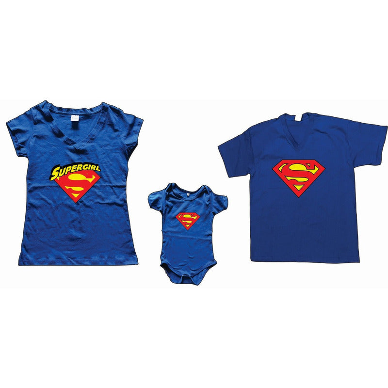 Pkt 5 Playeras Superman Supergirl Y Rosa 2 Familia Dc