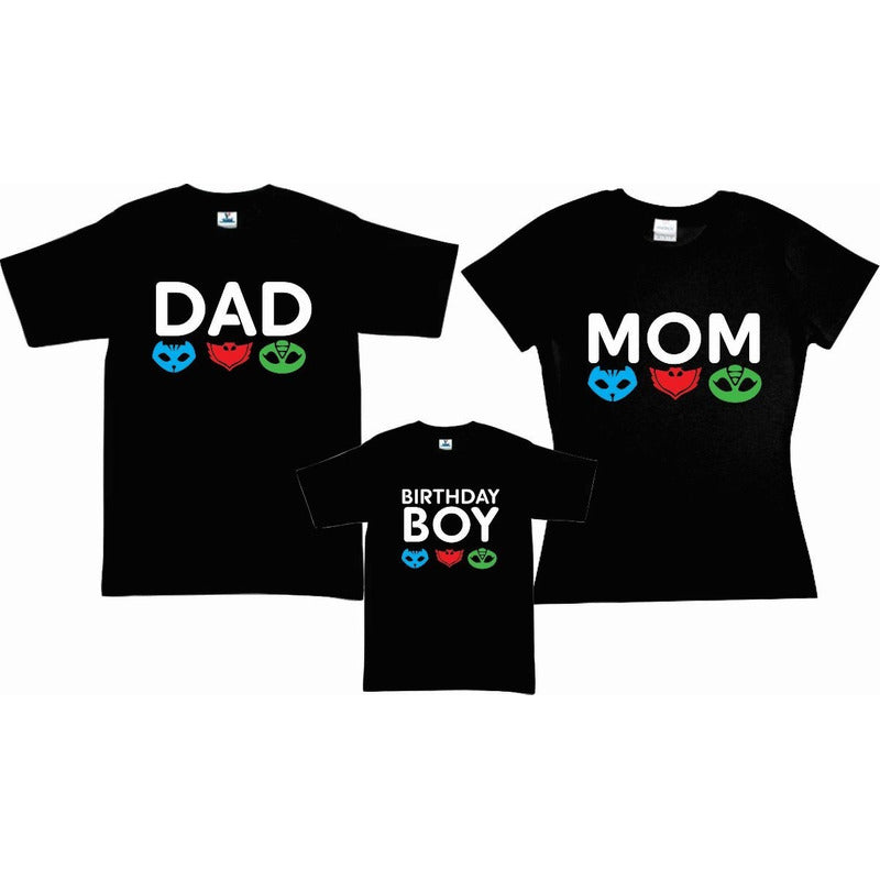 Pkt 3 Playeras Pj Masks Familia Evento Fiesta Cumpleaños Set