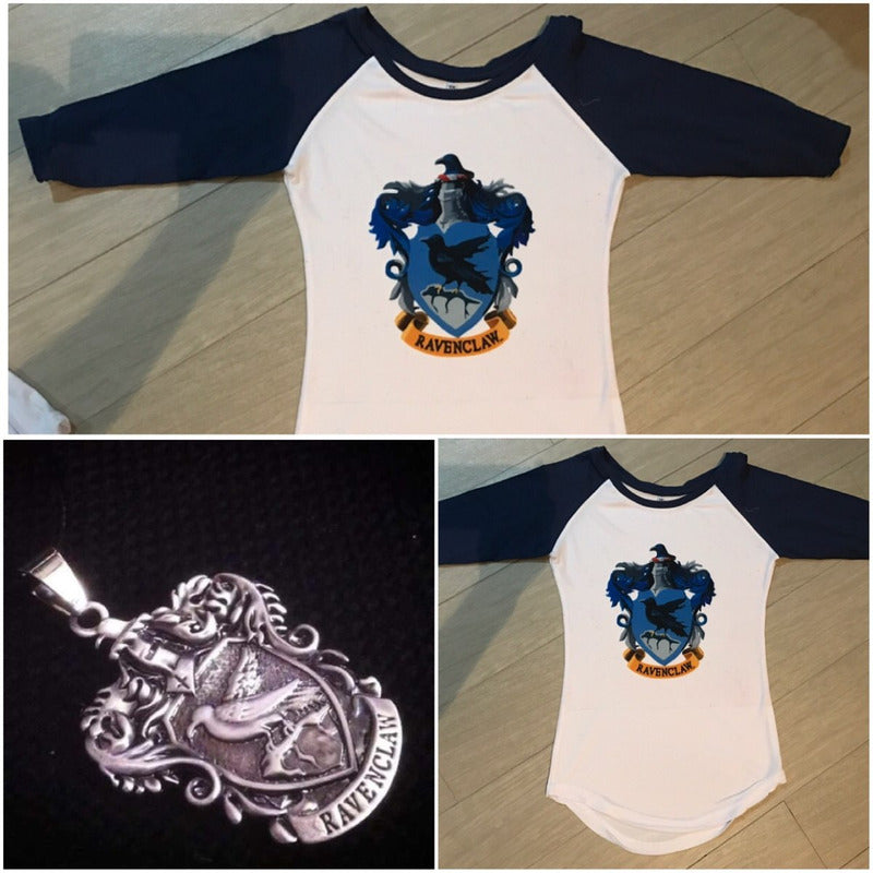 Pkt 2 Playeras Y Collar Ravenclaw Harry Potter