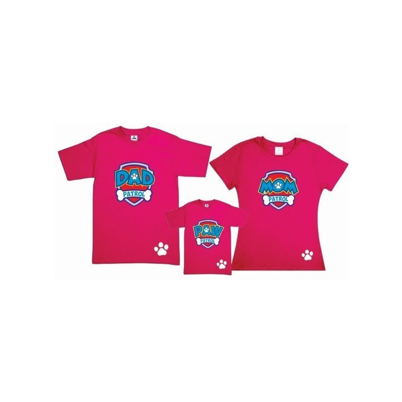 Pkt 3 Playeras Paw Patrol Papa, Mama, Familia Infantil