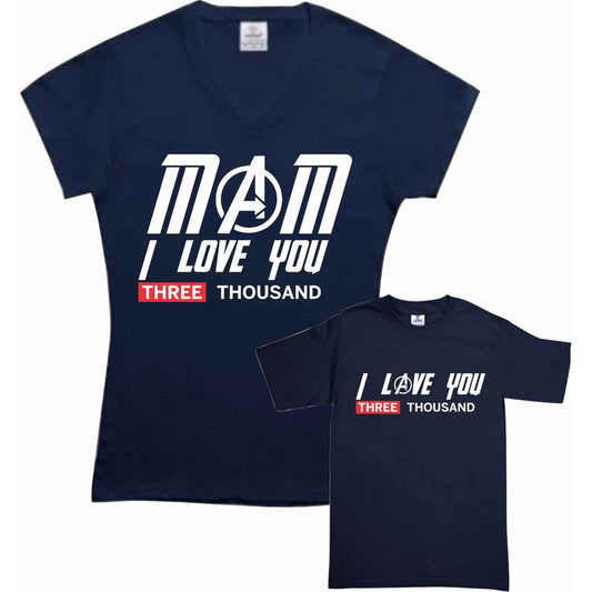 Set 2 Playeras I Love 3000 Three Thousand Ironman Dia de las Madres Mamá e hijo Familia Evento Duo 10 de Mayo Madre e Hija