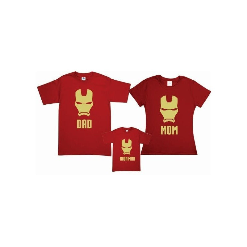 Pkt 3 Playeras Familia Iron Man Día Del Padre Personalizada