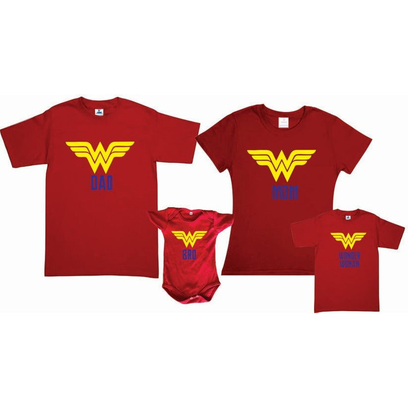 Pkt 4 Playeras Wonder Woman Familia Evento Mujer Maravilla 1