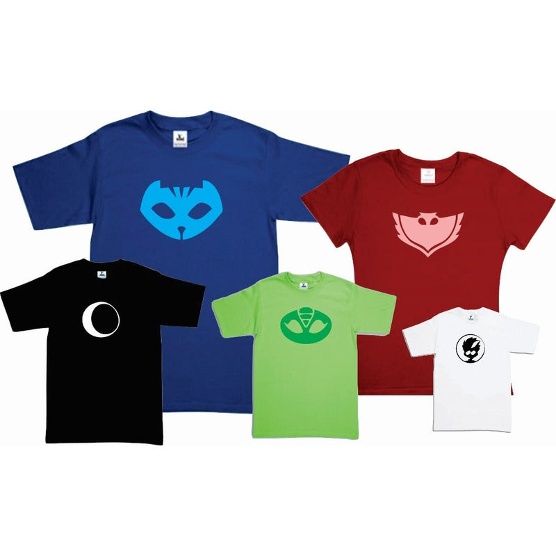 Pkt 6 Playeras Pj Masks Familia Evento Colores