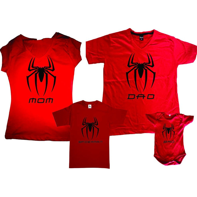 Pkt 4 Playeras Familia Spiderman 1 Xxl Evento Personalizadas