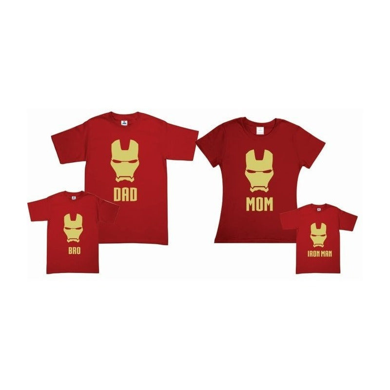 Pkt 4 Playeras Familia Iron Man Día Del Padre Personalizadas