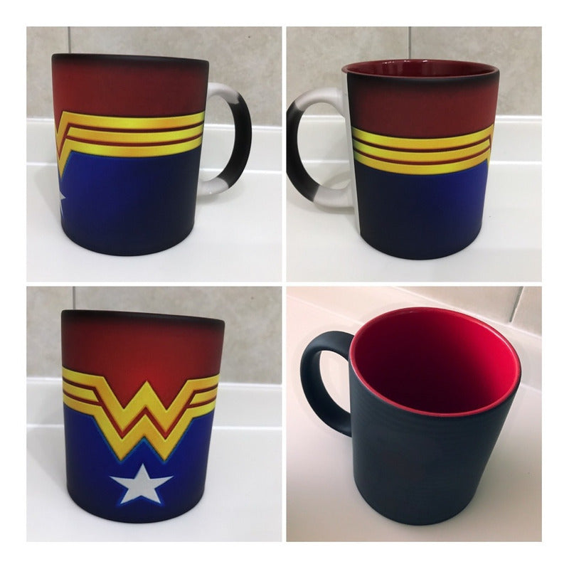 Taza Mágica Wonder Woman Mujer Maravilla Rojo Dc Comics