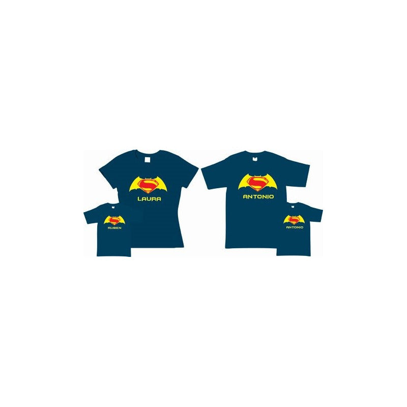Pkt 4 Playeras Familia Batmanvs Superman Personalizadas
