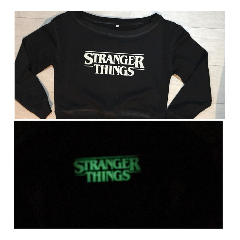 Stranger Things Sudadera Crop Top Brilla En La Obscuridad