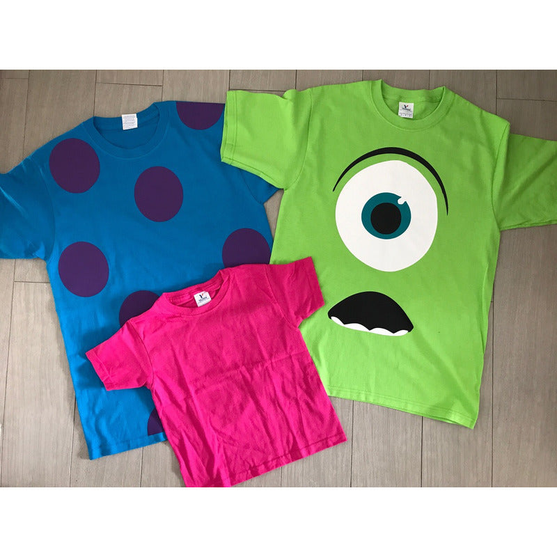 Pkt 3 Playeras Monster Inc Familia Evento Disfraz Mike Sully