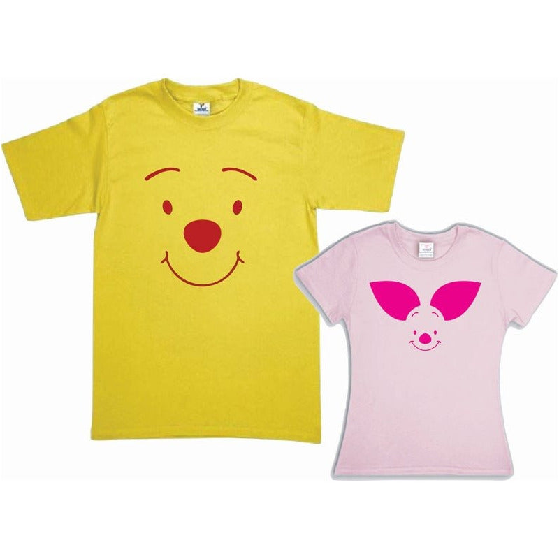 Pkt 2 Playeras Winnie Pooh Y Piglet  Pareja,evento Familia
