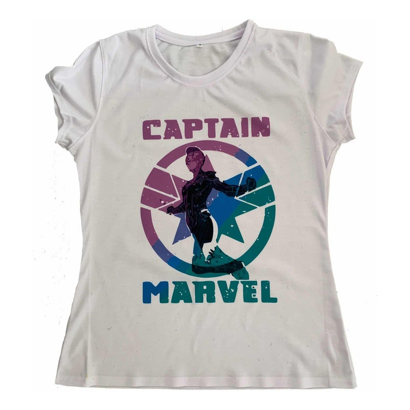 Playera Capitana Marvel Blanca Captain Avengers Capitán Mod3