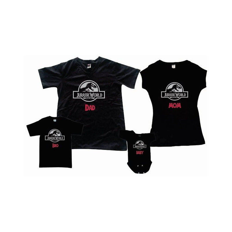 Pkt 9 Playeras Mundo Jurasico Familia Evento Fiesta