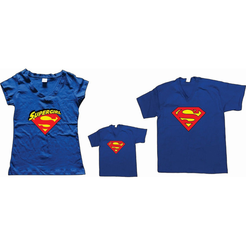 Pkt 5 Playeras Superman Supergirl Y Rosa 2 Familia Dc